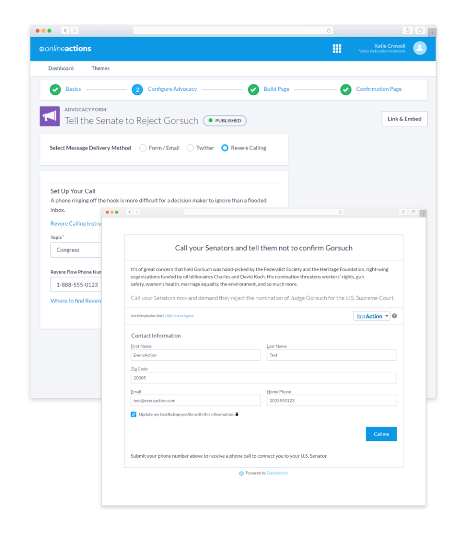 screenshot of Bonterra EveryAction